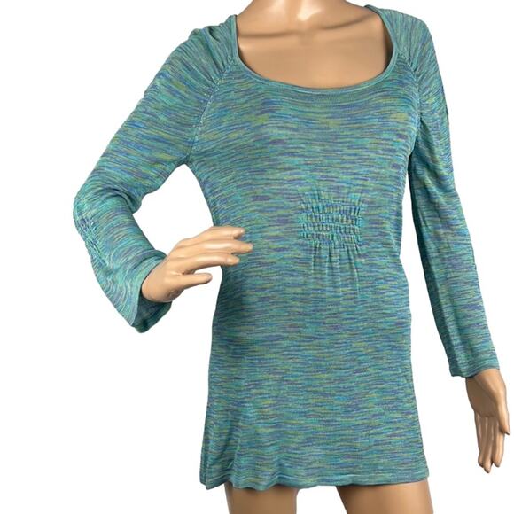 Sundance Women’s Ruched Space dyed Shirt Rayon Stretch SZ S Performance Gorpcore - Picture 1 of 9